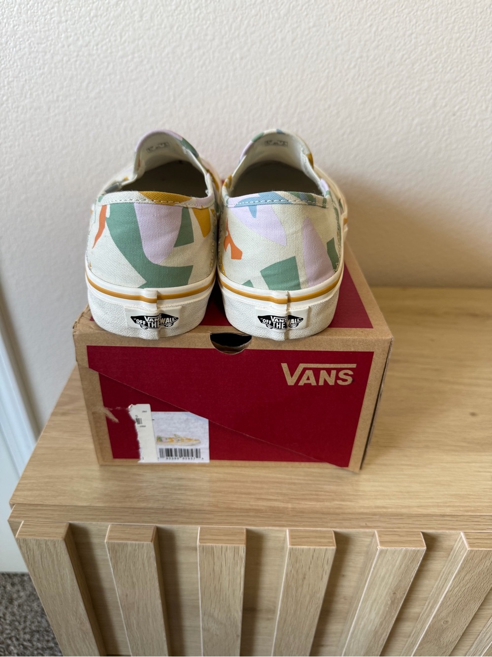 Vans Slip-On Sneakers in White, Yellow, Green, Blue, Pink - Picture 4 of 6